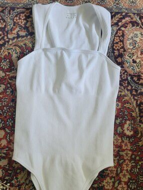 Perfect White Tank Square Neck Body Suit by OQQ